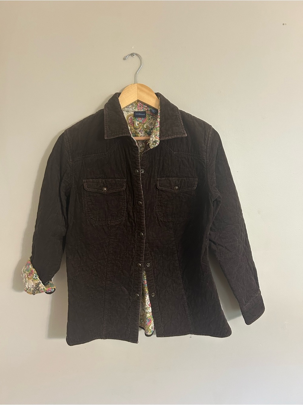 Westbound Dark Brown Corduroy Button-Front Jacket